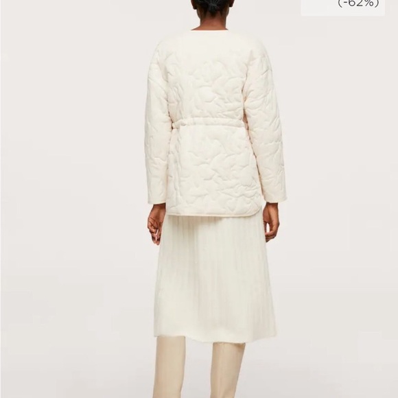 Mango Quilted Cream Tie Jacket NWT - Picture 2 of 9